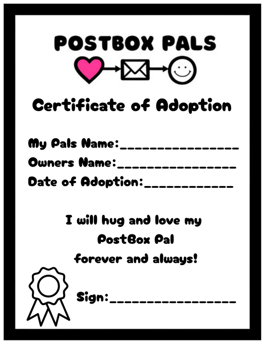 Postbox Pals Adoption Certificate